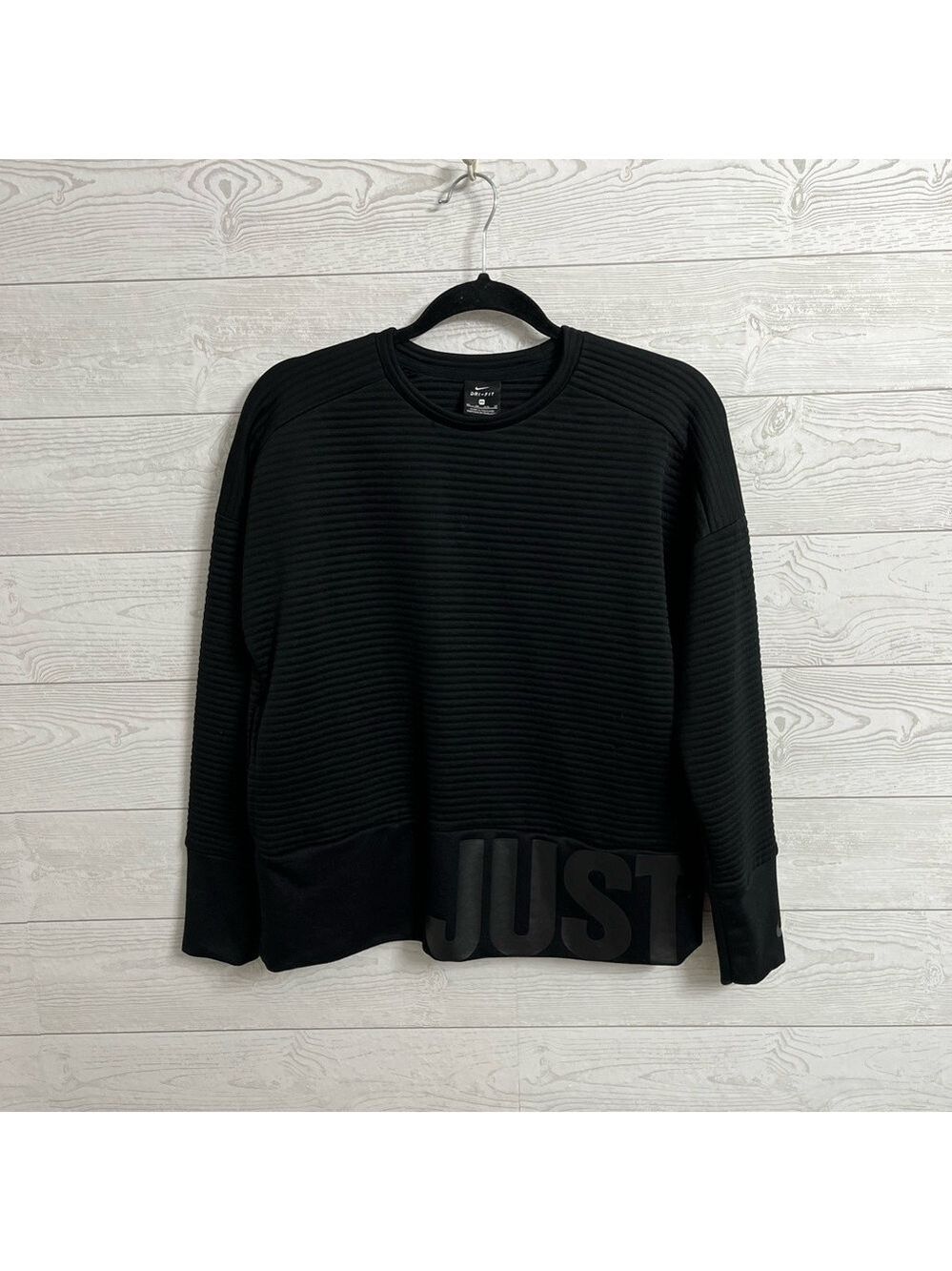 Nike Women’s Black Ribbed Cropped Crewneck Sweatshirt. Size XS - Picture 1 of 6